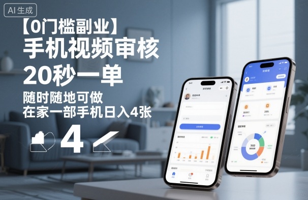 【0门槛副业】手机视频审核，20秒一单，随时随地可做，在家一部手机日入4张【揭秘】-小千网络