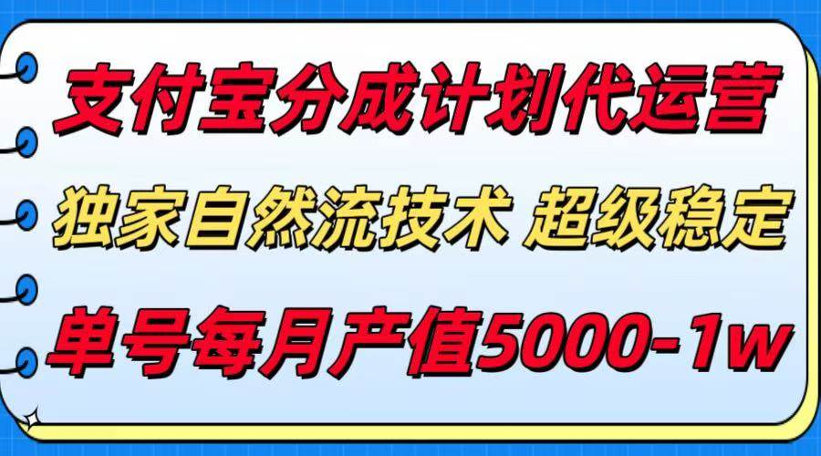 （15592期）支付宝分成计划代运营，最新自然流技术，收益稳定，单号月产5000＋！-小千网络