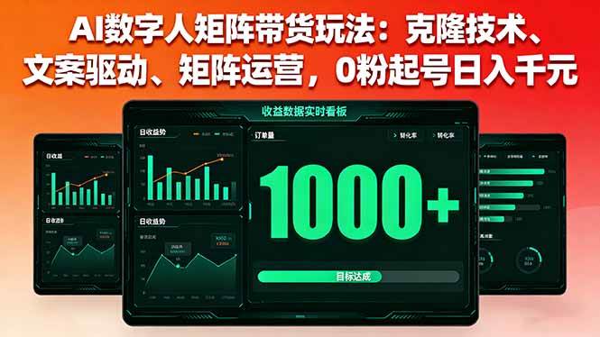 （16050期）AI数字人矩阵带货玩法：克隆技术、文案驱动、矩阵运营，0粉起号日入千元-小千网络