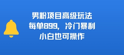 男粉项目高级玩法，每单899，冷门暴利，小白也可操作-小千网络