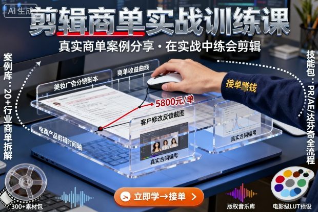 剪辑商单实战训练课，真实商单案例分享，在实战中练会剪辑-小千网络