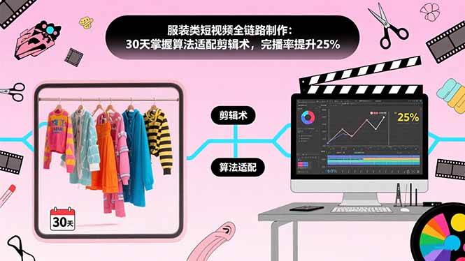 （15655期）服装类短视频全链路制作：30天掌握算法适配剪辑术，完播率提升25%-小千网络