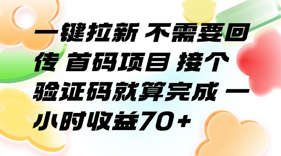 (15588期)一键拉新 不需要回传 首码项目 接个验证码就算完成 一小时收益70+-小千网络