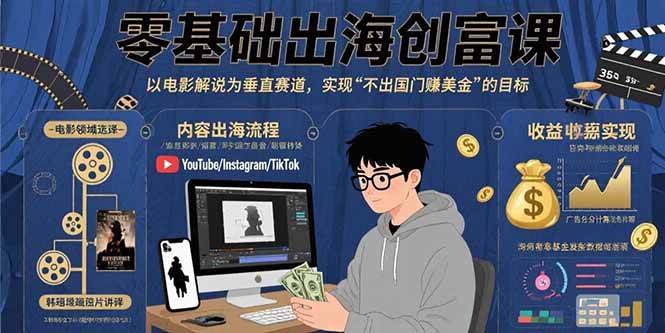 （15709期）零基础出海创富课：以电影解说为垂直赛道，实现不出国门赚美金的目标-小千网络