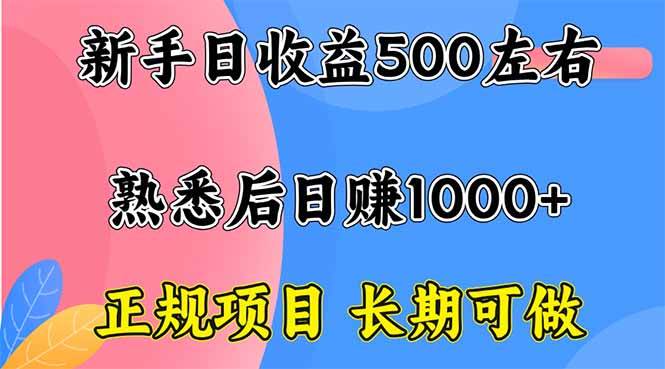 （16132期）新手日收益500+ 正规项目 长期可做-小千网络