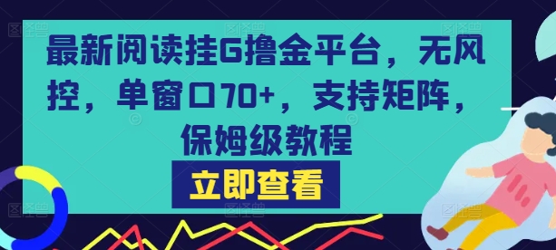 最新阅读挂G撸金平台，无风控，单窗口70+，支持矩阵，保姆级教程【揭秘】-小千网络