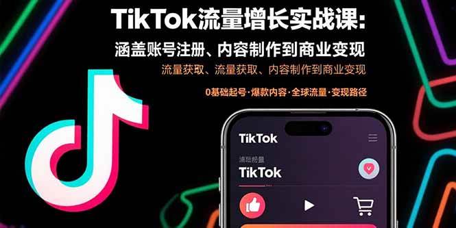 （15791期）TikTok流量增长实战课：涵盖账号注册、流量获取、内容制作到商业变现-小千网络