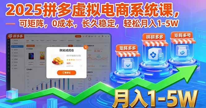 （16088期）2025拼多多虚拟电商系统课，可矩阵，0成本，长久稳定，轻松月入1-5W-小千网络