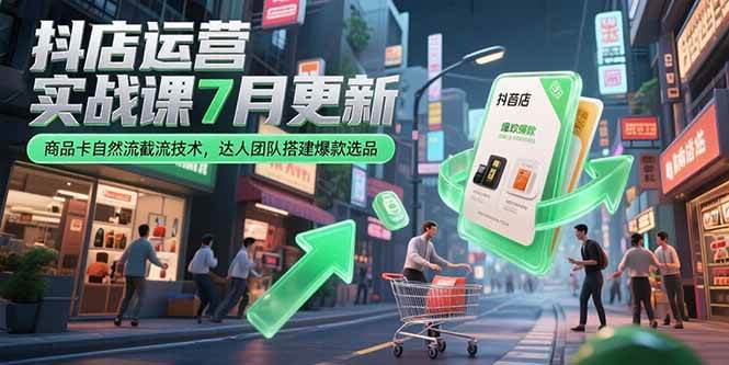 （15329期）抖店运营实战课7月更新，商品卡自然流截流技术，达人团队搭建爆款选品-小千网络