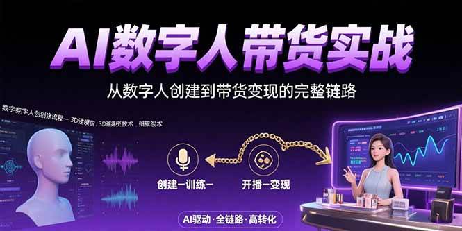 （15548期）AI数字人+带货实战：从数字人创建到带货变现的完整链路-小千网络