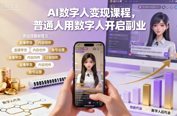 AI数字人变现课程，普通人用数字人开启副业-小千网络