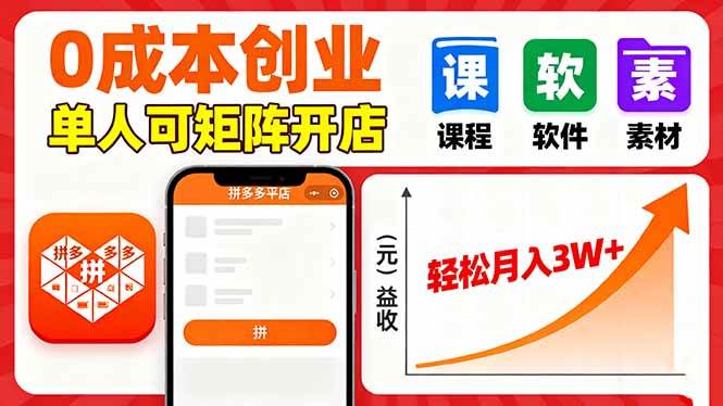 （16047期）拼多多虚拟电商，0成本，单人可矩阵开店，轻松月入3W+-小千网络