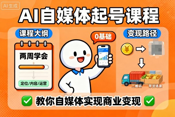 AI自媒体起号课程,0基础小白两周学会,教你自媒体实现商业变现-小千网络