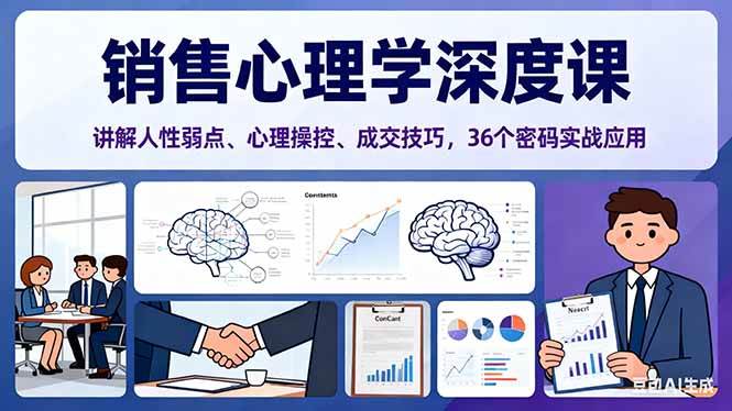 （16456期）销售心理学深度课，讲解人性弱点、心理操控、成交技巧，36个密码实战应用-小千网络