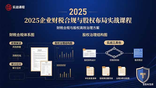 （15802期）2025企业财税合规与股权布局的实战课程：财税合规与股权高效治理方案-小千网络