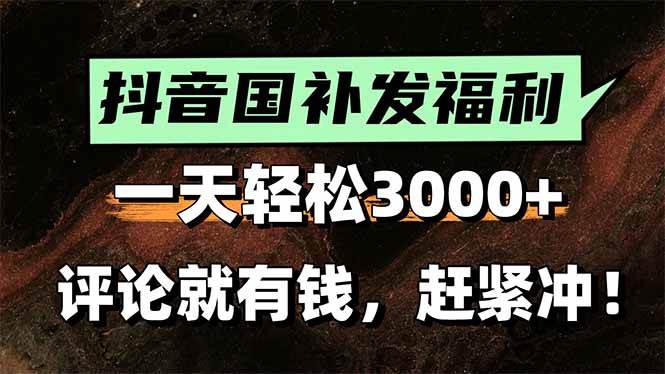 （15530期）一天轻松3000+，抖音国补福利！评论就有钱，还有额外躺赚！-小千网络